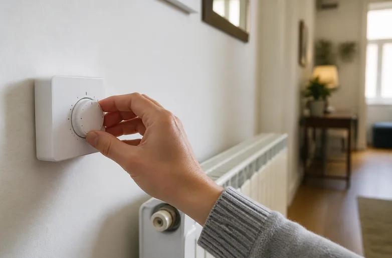 Réglage d’un thermostat près d’un radiateur pour limiter la consommation de gaz